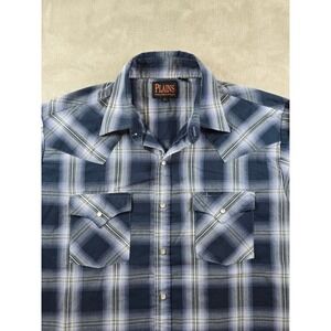 Plains Western Wear Shirt Mens Large Plaid Western Snap Long Sleeve Cowboy